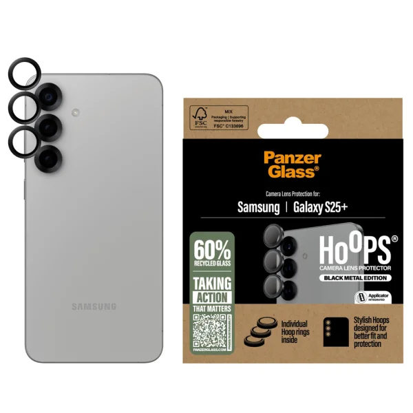 Стъклен Протектор за камера PanzerGlass Hoops Lens Protector за Samsung Galaxy S25 Plus, Черен 1