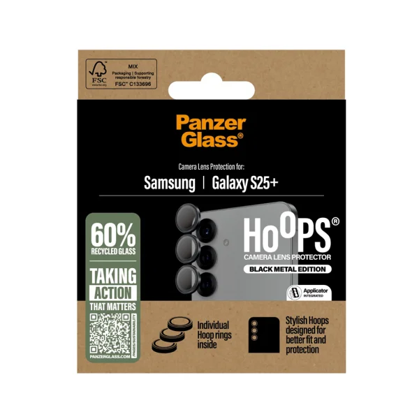 Стъклен Протектор за камера PanzerGlass Hoops Lens Protector за Samsung Galaxy S25 Plus, Черен 4