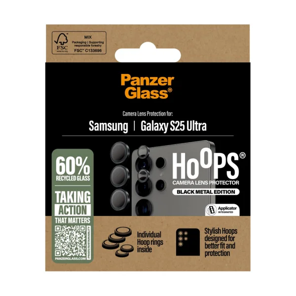 Glass Camera Protector PanzerGlass Hoops Lens Protector for Samsung Galaxy S25 Ultra, Black 5