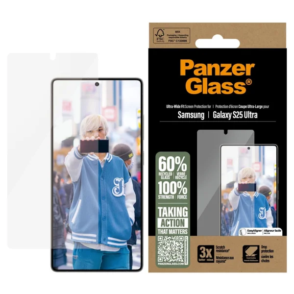 PanzerGlass Tempered Glass for Samsung Galaxy S25 Ultra, Ultra-Wide Fit 1