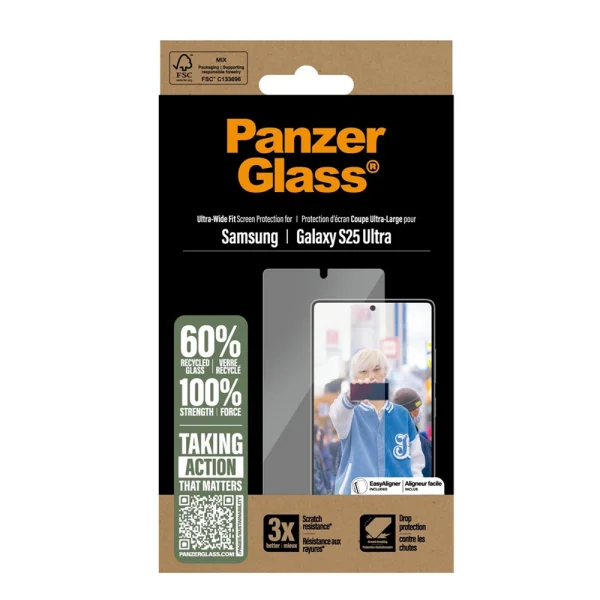 PanzerGlass Tempered Glass for Samsung Galaxy S25 Ultra, Ultra-Wide Fit 3