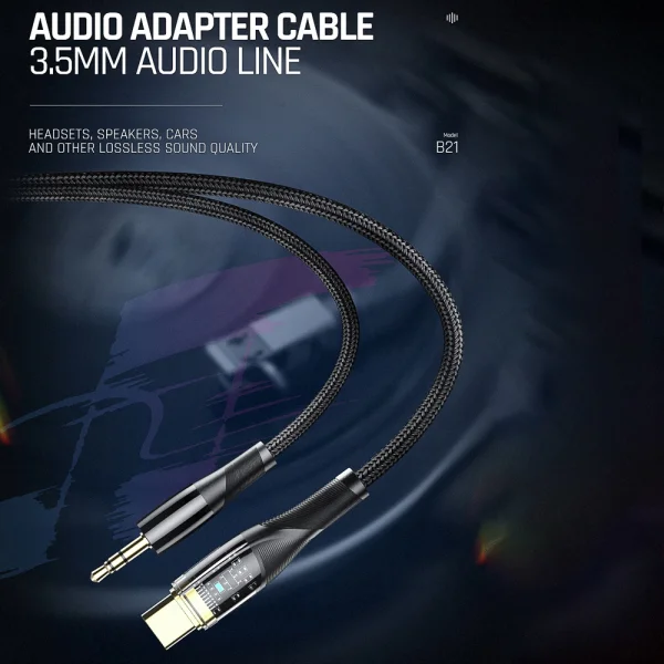 USB Cable JELLICO B21 USB-C to 3.5mm, 1.2 m, Black 4