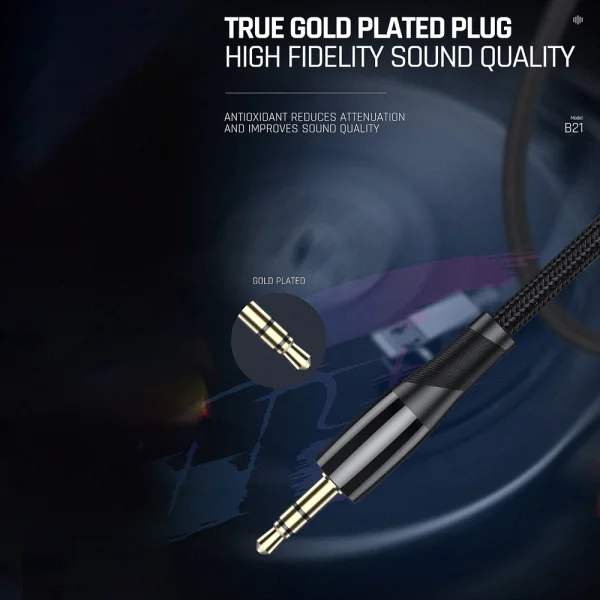 USB Cable JELLICO B21 USB-C to 3.5mm, 1.2 m, Black 5