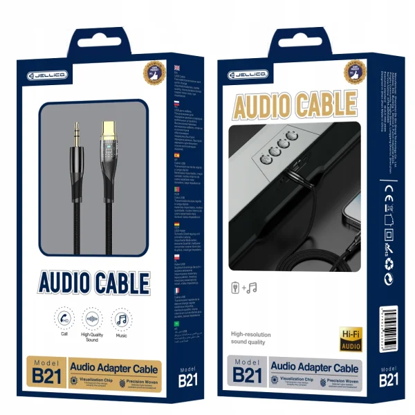 USB Cable JELLICO B21 USB-C to 3.5mm, 1.2 m, Black 6