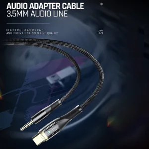 USB Cable JELLICO B21 USB-C to 3.5mm, 1.2 m, Black 4