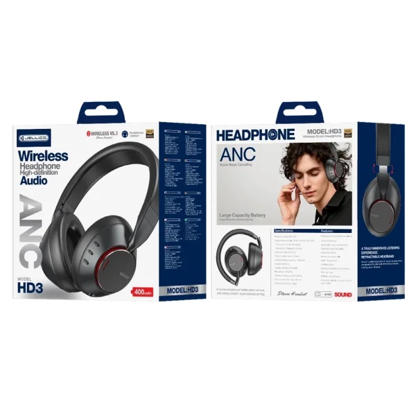 Wireless Headphones JELLICO HD3, Bluetooth, ANC, Black 4