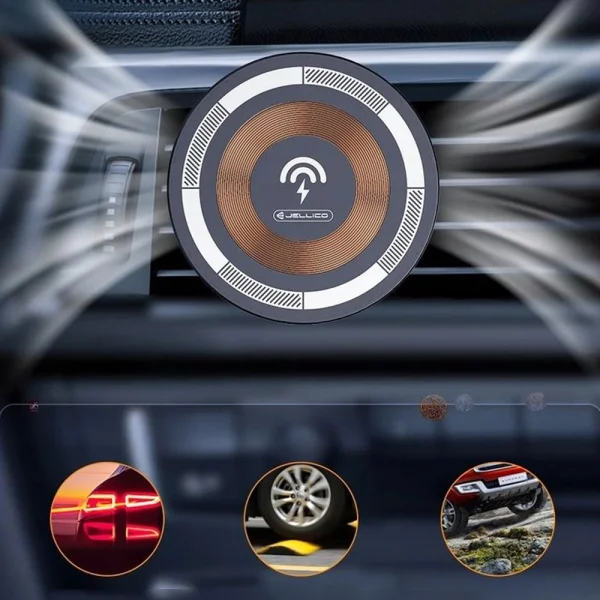 Стойка за кола Jellico W14, MagSafe, Wireless Car, 15W, Черен 4