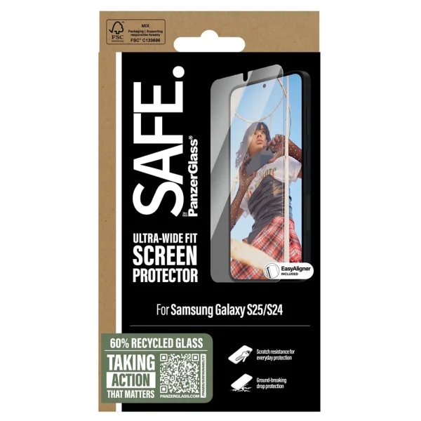 Glass Screen Protector SAFE for Samsung S25 / S24, UWF, Transparent 3