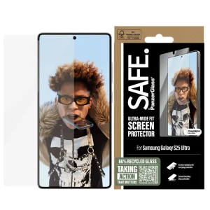 Стъклен Протектор SAFE за Samsung S25 Ultra, Ultra-Wide Fit, Прозрачен