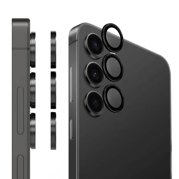 Metal Ring camera glass protectors for Samsung Galaxy S25, Black 2