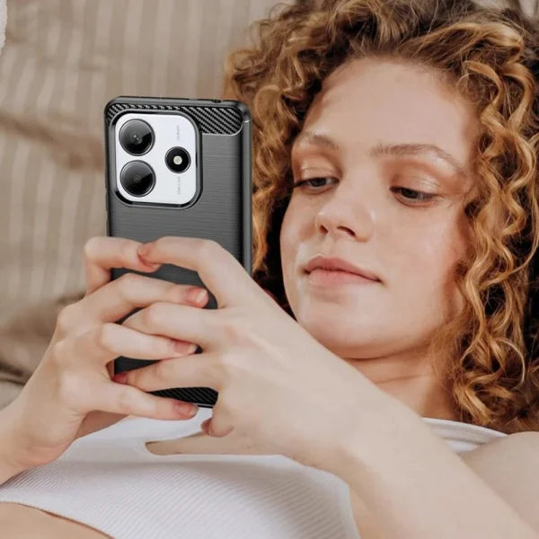 Силиконов Калъф Techsuit Carbon Fibre Brushed за Xiaomi Redmi Note 14 5G, Черен 4