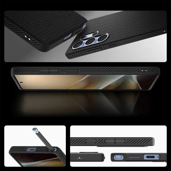 Удароустойчив Калъф Spigen Liquid Air за Samsung Galaxy S25 Ultra, ACS08953, Matte, 8809971237840, Черен 3