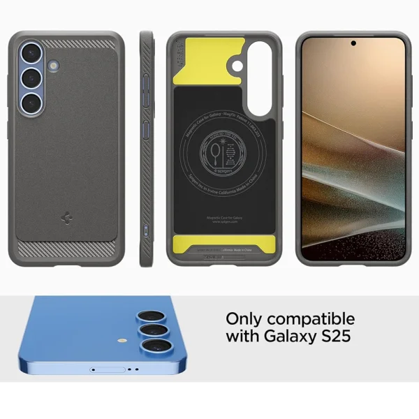 Spigen Rugged Armor Mag MagSafe Case for Samsung Galaxy S25, ACS08999, 8809971238304, Gray 4
