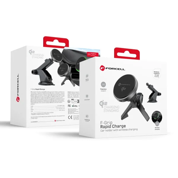 Поставка за кола с безжично зареждане FORCELL F-GRIP magnetic MagSF Qi2 15W, Сив 5