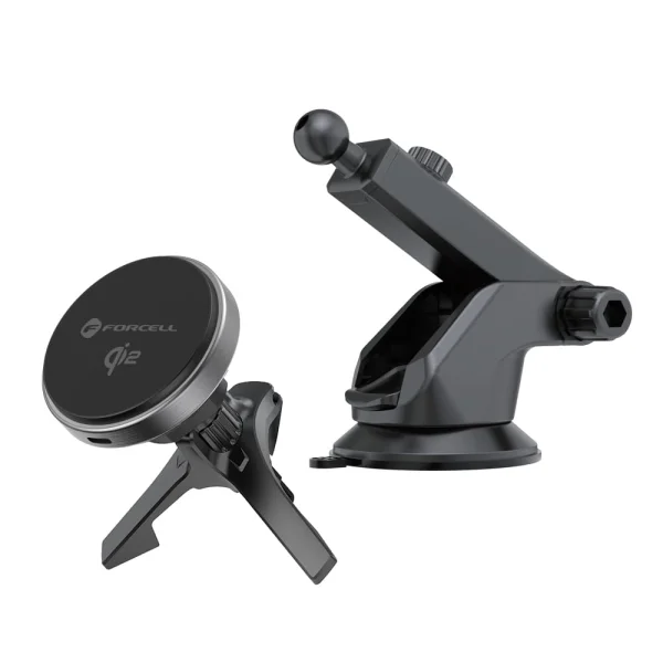 Поставка за кола с безжично зареждане FORCELL F-GRIP magnetic MagSF Qi2 15W, Сив 1
