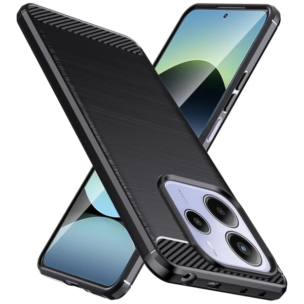 Silicone Case Carbon Fibre Brushed for Xiaomi Redmi Note 14 5G, Black 1