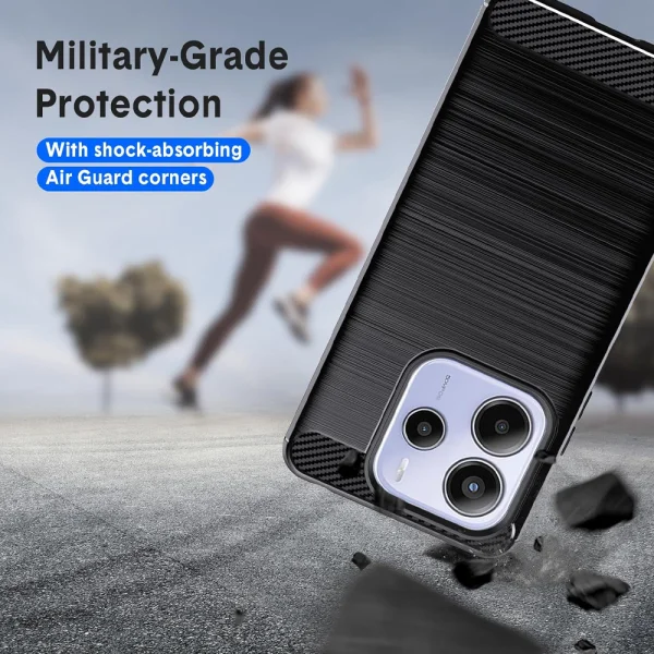 Silicone Case Carbon Fibre Brushed for Xiaomi Redmi Note 14 5G, Black 3