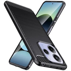 Силиконов Калъф Carbon Fibre Brushed за Xiaomi Redmi Note 14 5G, Черен