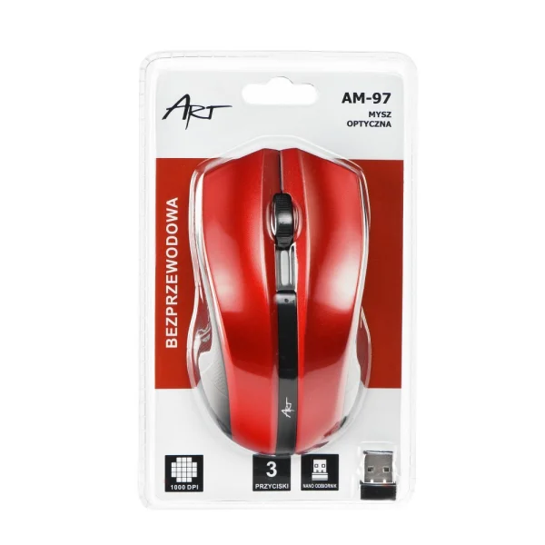 Wireless mouse Art USB AM-97, Red 3