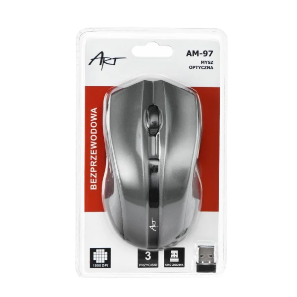 Wireless mouse Art USB AM-97, Silver 3