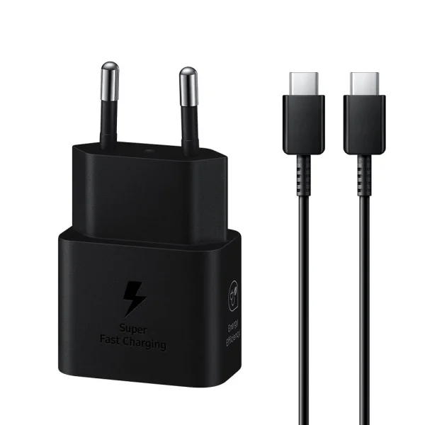 Samsung Charger, USB-C, 25W, EP-T2510XBEGEU, Super Fast, with Type-C to Type-C cable, Black 1