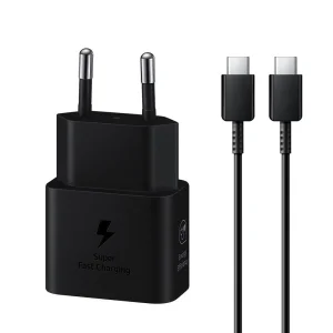 Зарядно Samsung, USB-C, 25W, EP-T2510XBEGEU, Super Fast, с кабел Type-C към Type-C, Черен