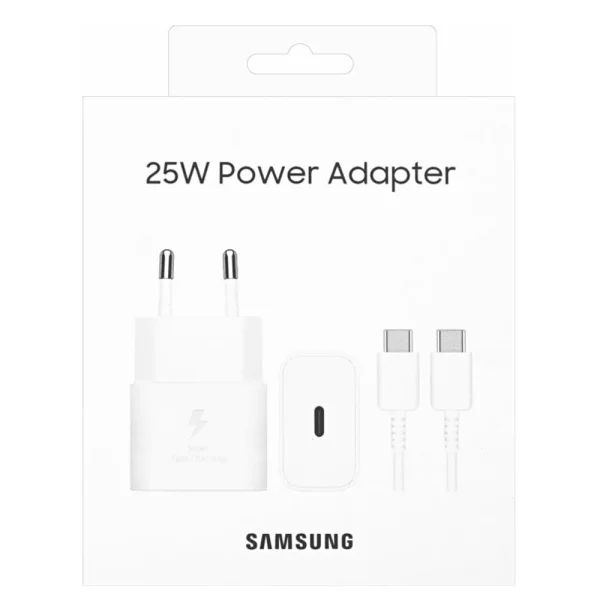 Samsung Charger, USB-C, 25W, EP-T2510XWEGEU, Super Fast, with Type-C to Type-C cable, White 6