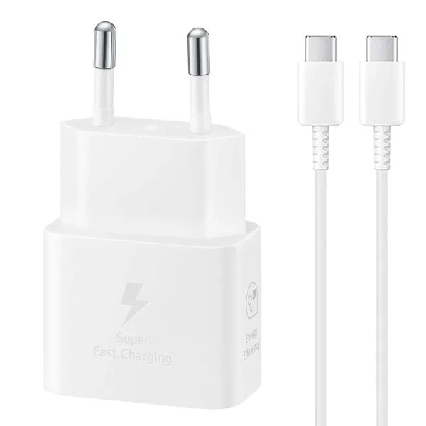 Samsung Charger, USB-C, 25W, EP-T2510XWEGEU, Super Fast, with Type-C to Type-C cable, White 1