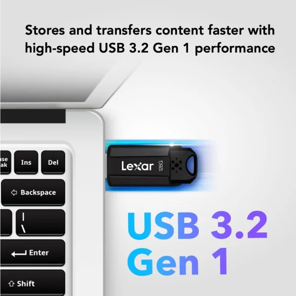 Флаш памет LEXAR JumpDrive S80, 128GB, USB 3.2, 150/25 MB/s, Gen 1, AES-256, Черен 5