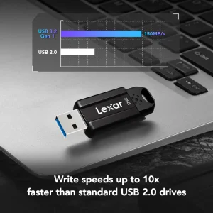 Флаш памет LEXAR JumpDrive S80, 128GB, USB 3.2, 150/25 MB/s, Gen 1, AES-256, Черен 3