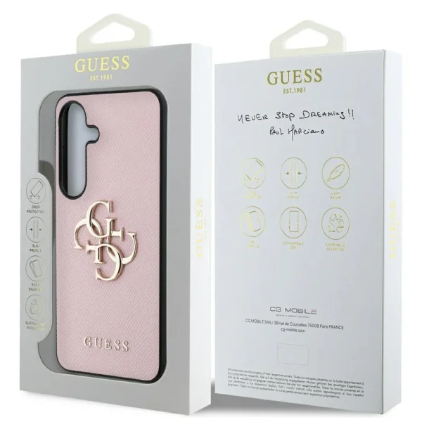 Калъф GUESS, PU Grained 4G Metal Logo за Samsung Galaxy S25, GUHCS25SPGT4MBP, Розов 6