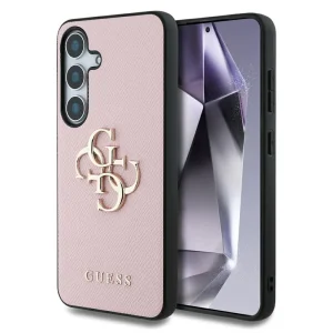 GUESS Case, PU Grained 4G Metal Logo for Samsung Galaxy S25, GUHCS25SPGT4MBP, Pink
