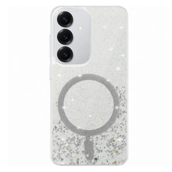 Shockproof case Moonlite MagSF for Samsung Galaxy S25, Transparent - silver 1
