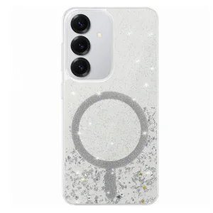 Shockproof case Moonlite MagSF for Samsung Galaxy S25, Transparent - silver