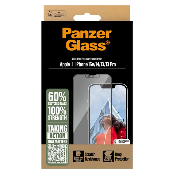 Стъклен Протектор PanzerGlass за iPhone 16e/17e/14/13/13 Pro, Ultra-Wide Fit 4