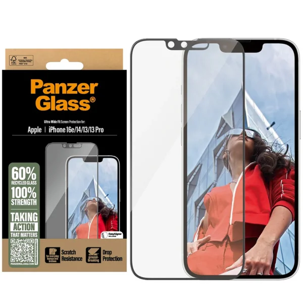 Стъклен Протектор PanzerGlass за iPhone 16e/17e/14/13/13 Pro, Ultra-Wide Fit 1
