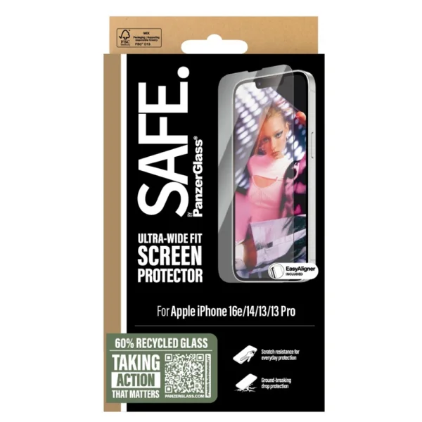 Glass Screen Protector SAFE for iPhone 16e/ 17e /14/13/13 Pro, Ultra-Wide Fit 4
