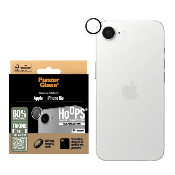 Стъклен Протектор за камера PanzerGlass Hoops Lens Protector за iPhone 16e/17e, Прозрачен 1