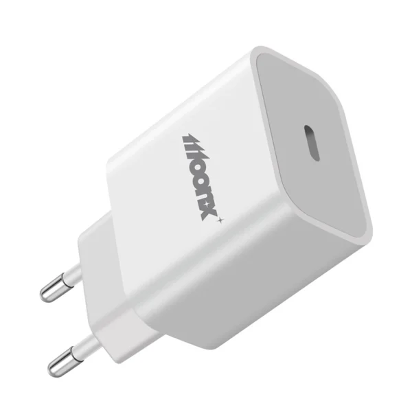 Wall Charger 220V MOONX MC03, PD, 20W, 1xUSB-C, with USB-C to Lightning cable, White 3