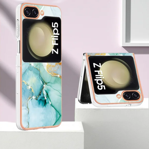 Силиконов калъф Marble Pattern IMD за Samsung Galaxy Z Flip5 5G, Зелен мрамор 5