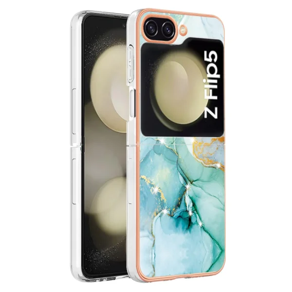 Силиконов калъф Marble Pattern IMD за Samsung Galaxy Z Flip5 5G, Зелен мрамор 1