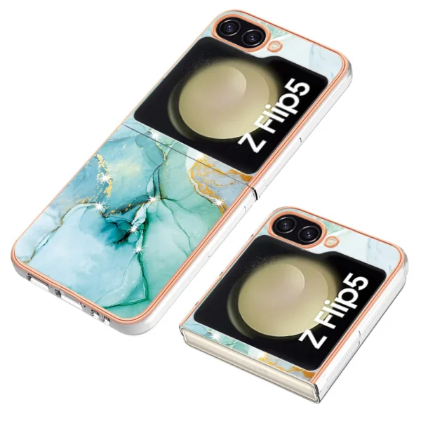 Силиконов калъф Marble Pattern IMD за Samsung Galaxy Z Flip5 5G, Зелен мрамор 2