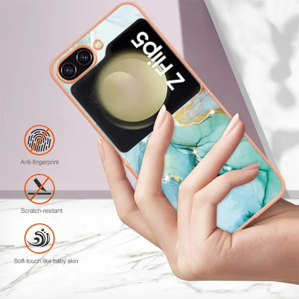 Силиконов калъф Marble Pattern IMD за Samsung Galaxy Z Flip5 5G, Зелен мрамор 4
