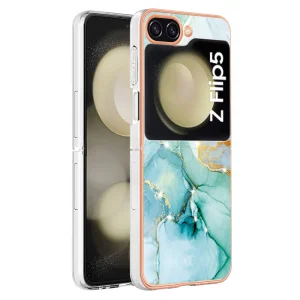 Силиконов калъф Marble Pattern IMD за Samsung Galaxy Z Flip5 5G, Зелен мрамор