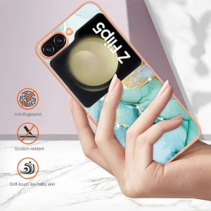 Силиконов калъф Marble Pattern IMD за Samsung Galaxy Z Flip5 5G, Зелен мрамор 4