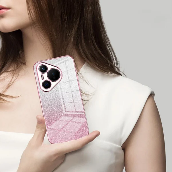 Силиконов калъф Electroplating Glitter за Huawei Pura 70, Розов 4