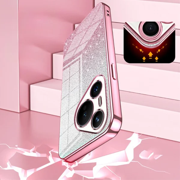 Силиконов калъф Electroplating Glitter за Huawei Pura 70, Розов 3