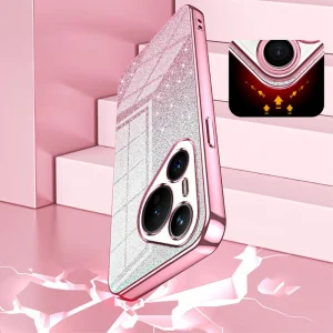 Силиконов калъф Electroplating Glitter за Huawei Pura 70, Розов 3
