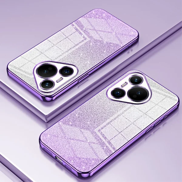 Electroplating Glitter Silicone Case for Huawei Pura 70, Purple 2