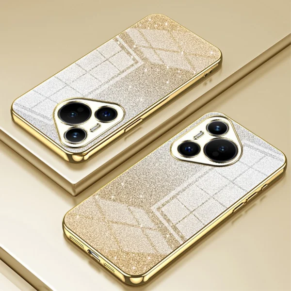 Силиконов калъф Electroplating Glitter за Huawei Pura 70, Златист 2